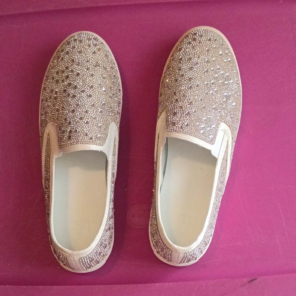 Silver Sparkle Sneakers With Glitter Finish